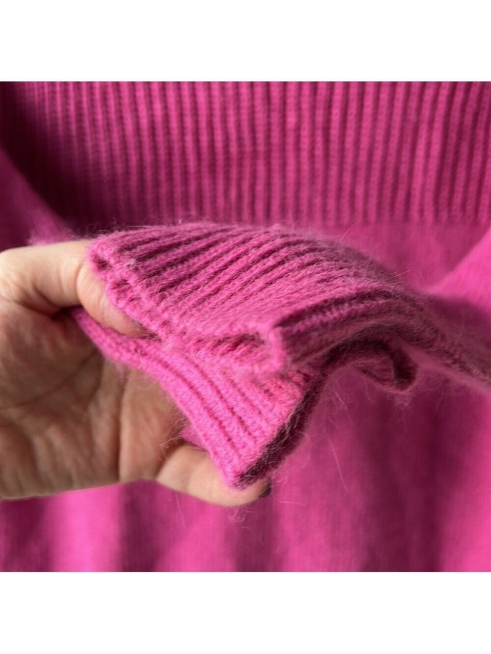 RICKIS ANGORA RABBIT Wool Acrylic Blend Pink Knit Mock Neck Sweater Size Small - Picture 5 of 8